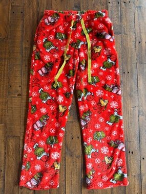 The Grinch Plush Christmas Pajama Lounge Pants Red Size Small